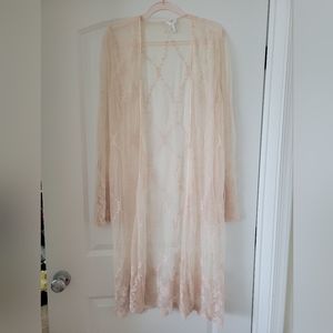 Forever 21 Sheer Lace Duster / Kimono